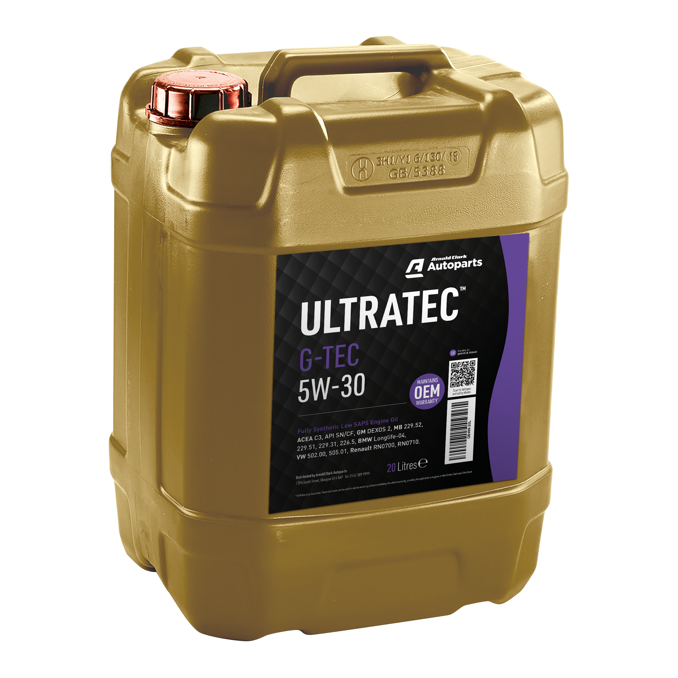 Ultratec Gtec2 5W30 Dexos 2 Oil 20Litre – E409-20L